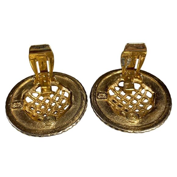 Vintage Ernst Gideon Bek Enameled Braided & Coral Pink Lattice Earrings - Picture 5 of 9